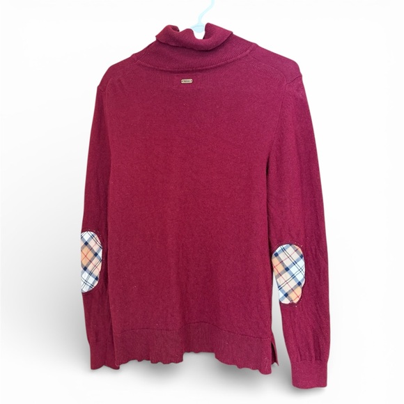 BARBOUR PENDLE ROLL COLLAR SWEATER. BURGUNDY, Size 8. Wool/Cotton. - Picture 7 of 10